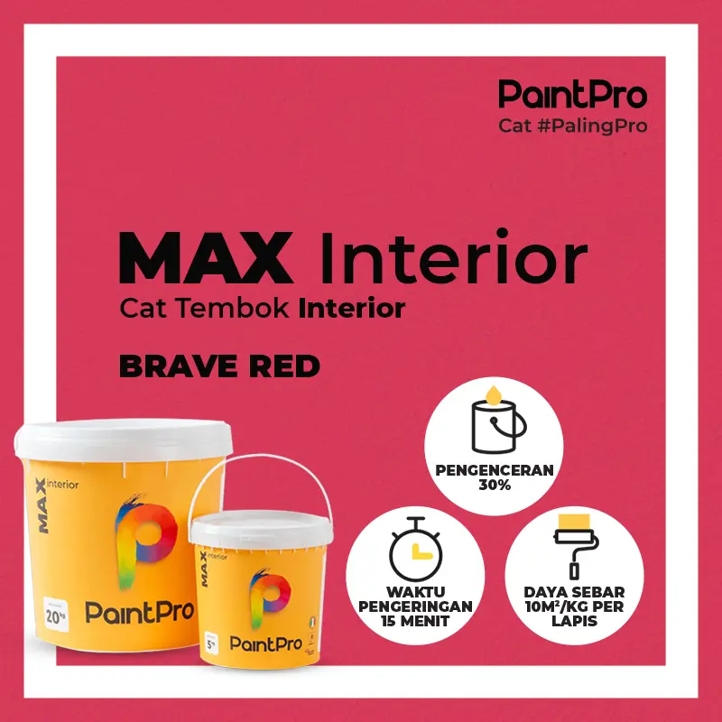 PaintPro MAX Interior Brave Red Cat Tembok 5 Kg
