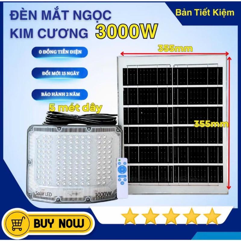    Bản Tiết Kiệm   Đèn Mắt Ngọc Thấu Kính Năng Lượng Mặt Trời 3000W - Tấm Pin 35X35 Sáng Lên Tới 10 Tiếng 