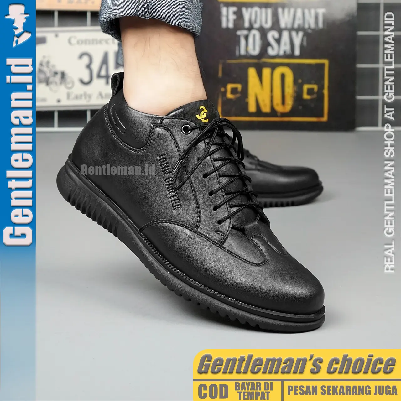GENTLEMAN Dominic Sepatu Pria Hitam Casual Keren Shoes Sneakers