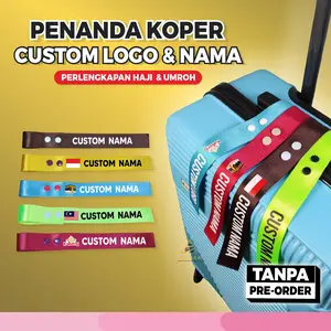 AULEAA - Name Tag Koper Custom Nama Estetik dengan Logo Bendera dan Ka'bah untuk Haji, Umroh dan Traveling