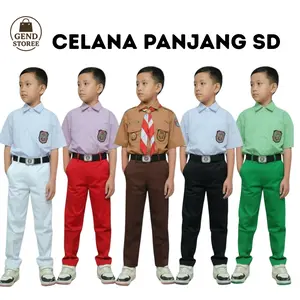 Seragam Sekolah Anak SD Celana Panjang Merah Coklat Hijau Hitam Putih Bahan Optima Elastis Pinggang Ukuran 25-40 Fashion
