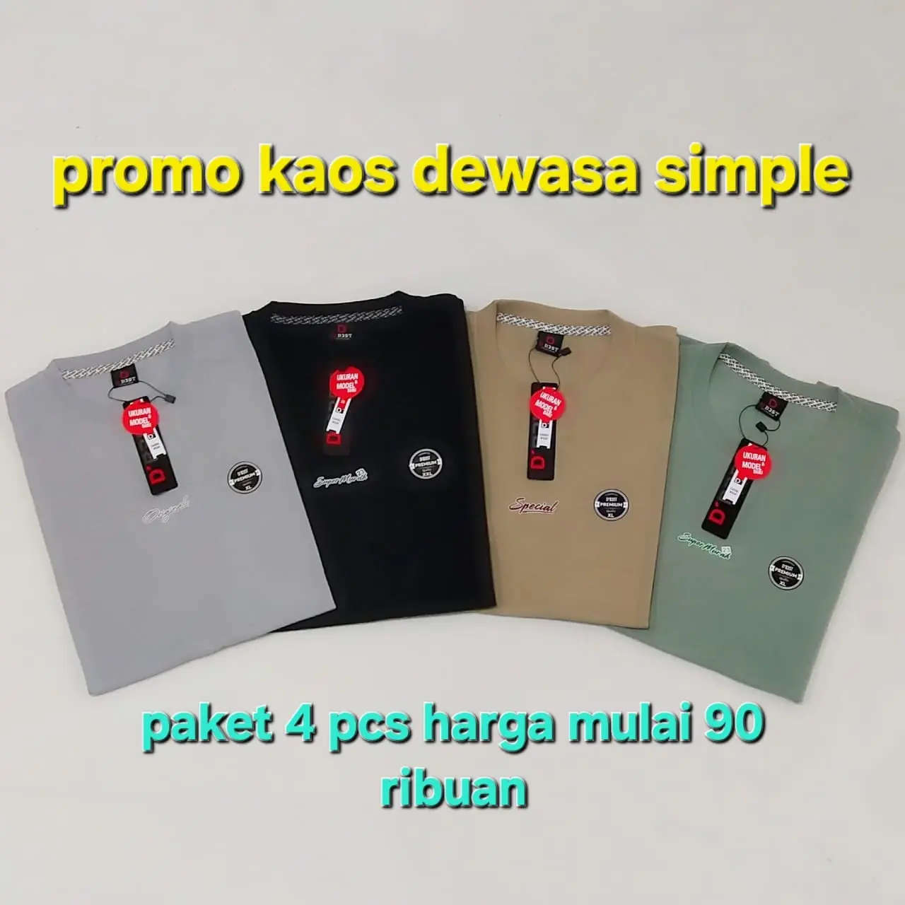 PAKET ISI 4 100 ribu Kaos Distro Motif Simple RANDOM/ACAK BAHAN SEMI KATUN 24s Size M L XL XXL XXXL Dewasa Sablon Baju Pria Keren Oblong Variasi Santai Simple Atasan Polos Hitam Pendek Casual Panjang T-shirts unisex kaos  distro bajudistro