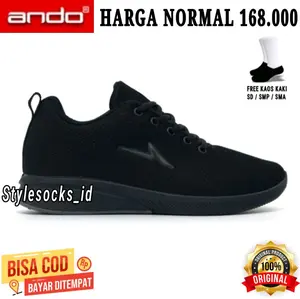 SEPATU SEKOLAH ANDO FULL BLACK / SEPATU ANDO MURAH ORIGINAL 100%