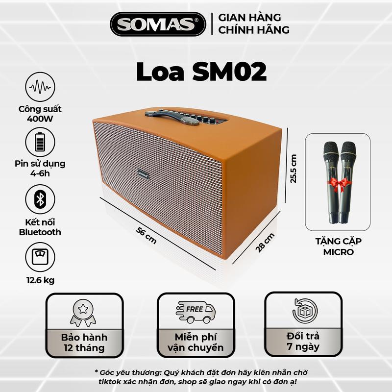 Live Daily Loa xách tay Bluetooth SM02 Công Suất lớn Karaoke Hay Tặng kèm 02 Micro cao cấp Nghe Nhạc Cực Hay Âm Thanh Lớn Sống Động Pin Trâu Chính Hãng BH 12 Tháng