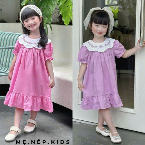 [Me Nep Kids] Váy thêu hoa cho bé Đầm đuôi cá tay bồng cho bé đi học đi chơi 9-16kg