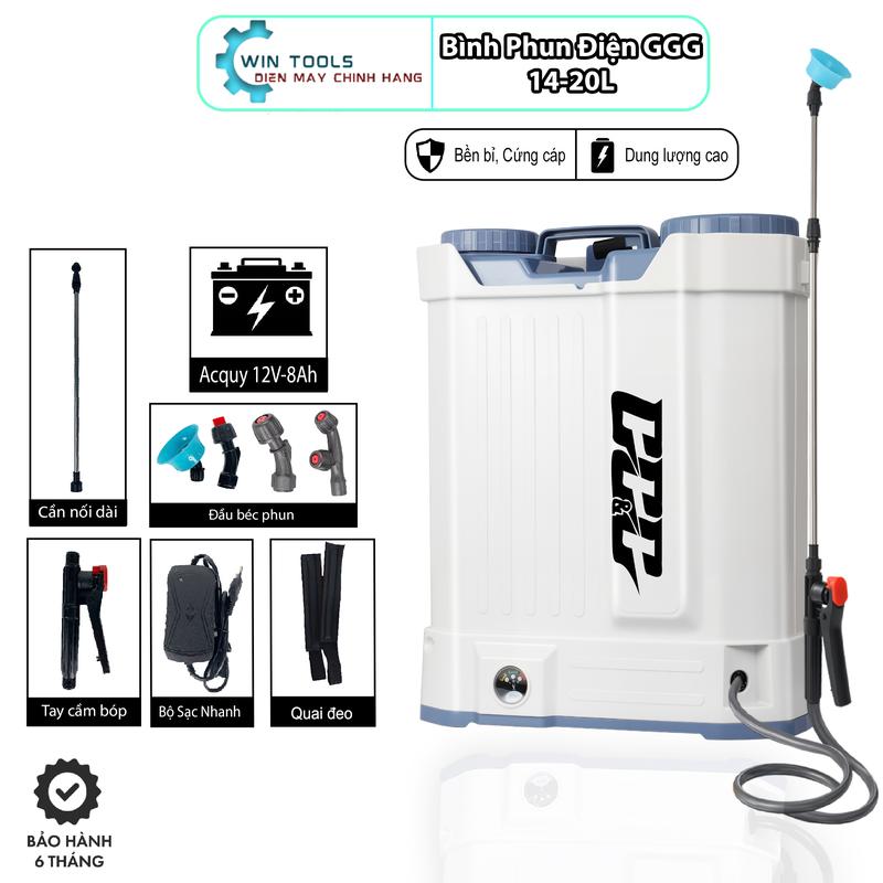  BÌNH PHUN XỊT ĐIỆN GGG 14-20 LÍT SỬ DỤNG XỊT TƯỚI DÂY TRỒNG TẶNG FULL PHỤ KIỆN BẢO HÀNH 6 THÁNG 