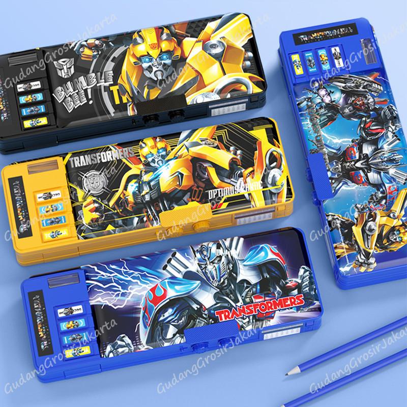 Kotak Pensil Multifungsi Motif Kartun Untuk Anak Laki-Laki /Transformer Password Pencil Case /Tempat Pensil Magnet Sandi Multifungsi Motif Kartun Untuk Anak Laki-Laki 2