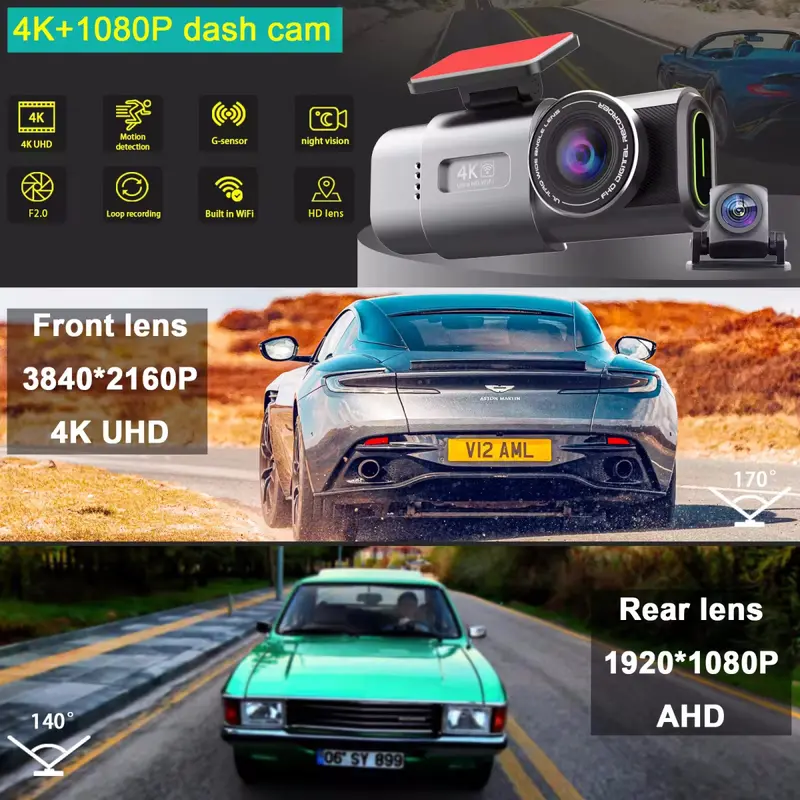 Acroder Dashcam Mobil WIFI GPS 4K 3 Inch Layar Recording Perekaman 24 Jam Pemantauan Parkir G-sensor 2