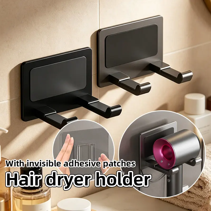 Holder hair dryer Gantungan Dinding Aluminium pengering rambut dipasang kamar mandi penyimpanan pengering