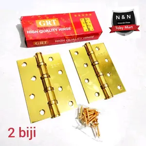 GRT Engsel Pintu Kayu & Aluminium 4 Inch High Quality - 2 Biji, Bahan Stainless, Isi 2 Buah, Ready Stock