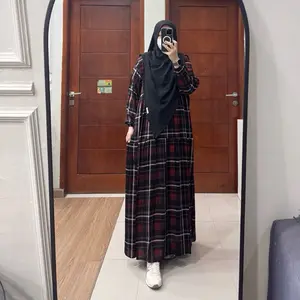 Mika Dress Gamis Rayon Viscose Premium Tanpa Hijab Busui Friendly Model Susun