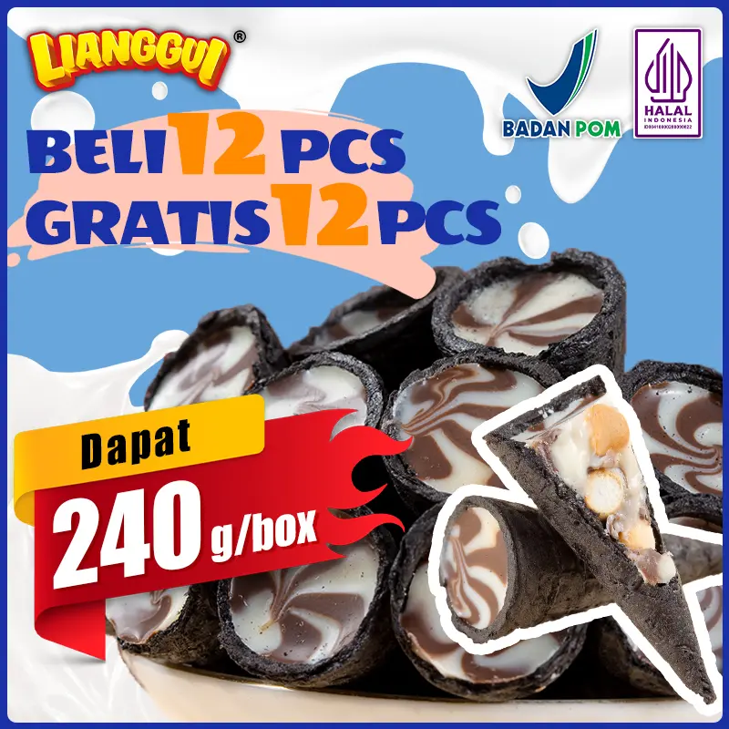 [HALAL] Lianggui Roll Isi Lezat, Kue Bulat Blaster Coklat! Makanan Ringan Harian & Hari Raya, Beli 12 Gratis 12 Super Worth, 240g Penuh Kotak, Halal untuk Dimakan 2