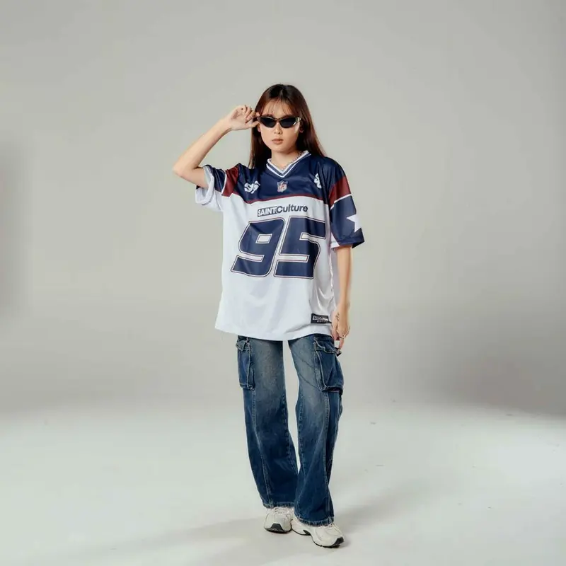 Saint Culture / Hazel NFL 95 / Baju Jersey Vintage Kaos Oversize Retro Rugby NFL Jersey Boxy Oversized TShirt Y2K Outfit Baseball Hockey T Shirt Streetwear 5