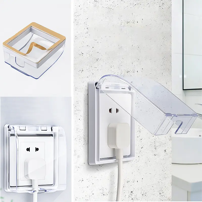 Transparent socket protection cover waterproof box self-adhesive switch cover, splash proof box 86 type for home bathroom and bathroom