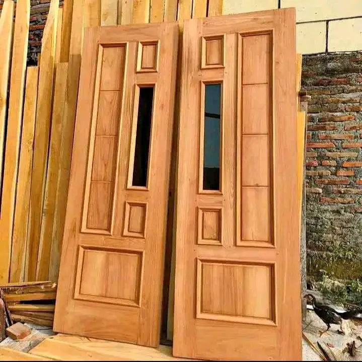 Pintu jati kupu tarung kaca hitam 120x200 rangka 3cm isian 2cm