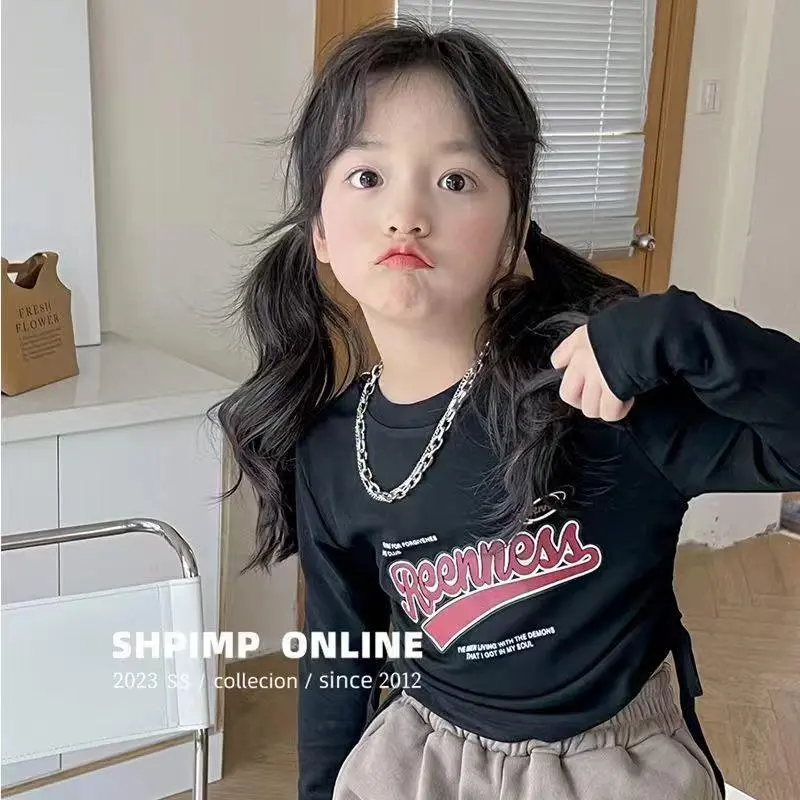 Korean Style T-Shirt Anak Perempuan Lengan Panjang Design Khusus Modren Style Anak Perempuan Atasan Lengan Panjang 6