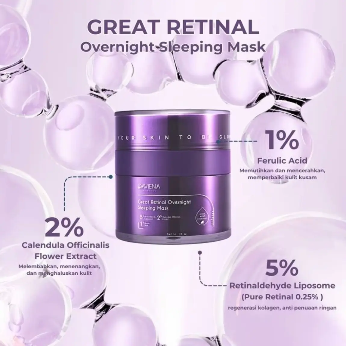 [READY STOCK] GREAT RETINAL OVERNIGHT SLEEPING MASK DAVIENA SKINCARE | davienapusatindonesia