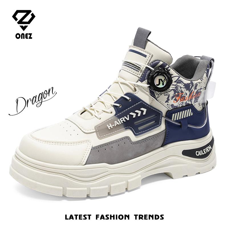 Giày nam cao cổ ONEZ giày boot nam nút vặn đế cao su Z7507