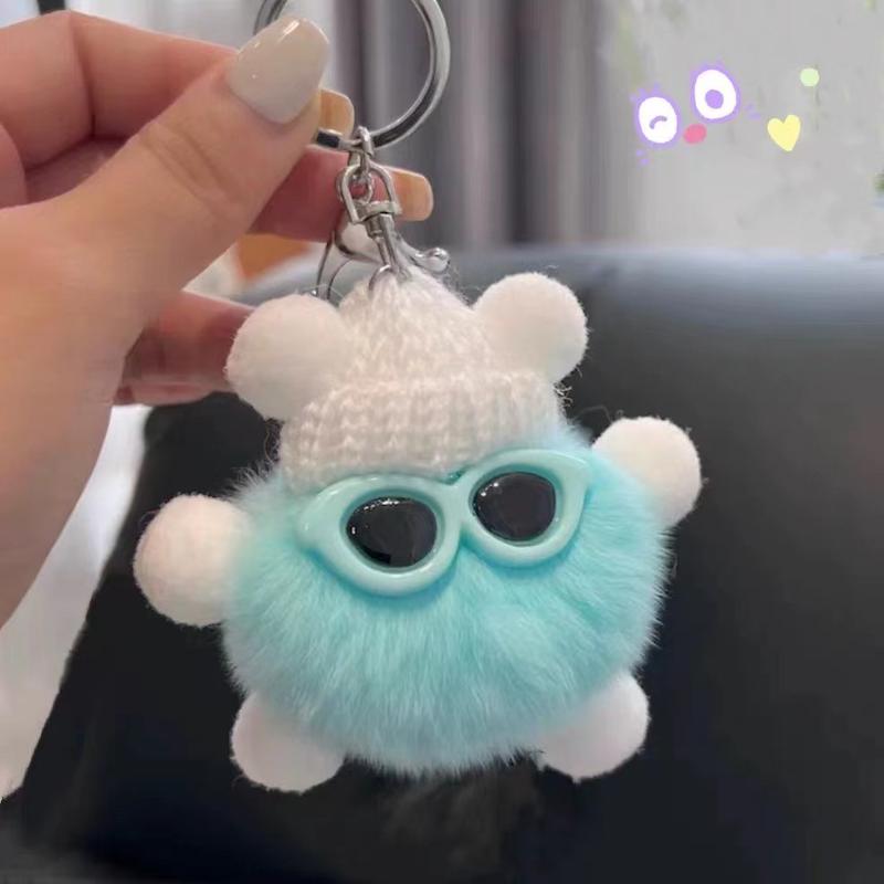 Product Introduction of Cute otes, rabbits, coal ball pendant bag, hair ball dolls, cartoon plush doll keychain 4