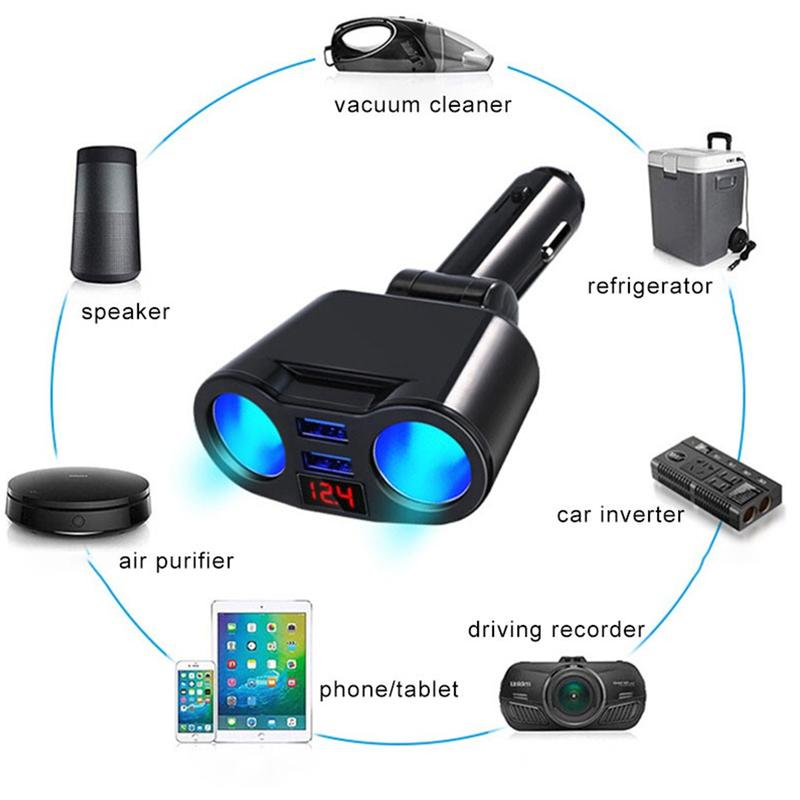 Product Introduction of Car Charger 12-24V Dual USB 2 Ports 5V 3.1A Car Fast Charger Power Adapter Car Cigarette Lighter Socket 14