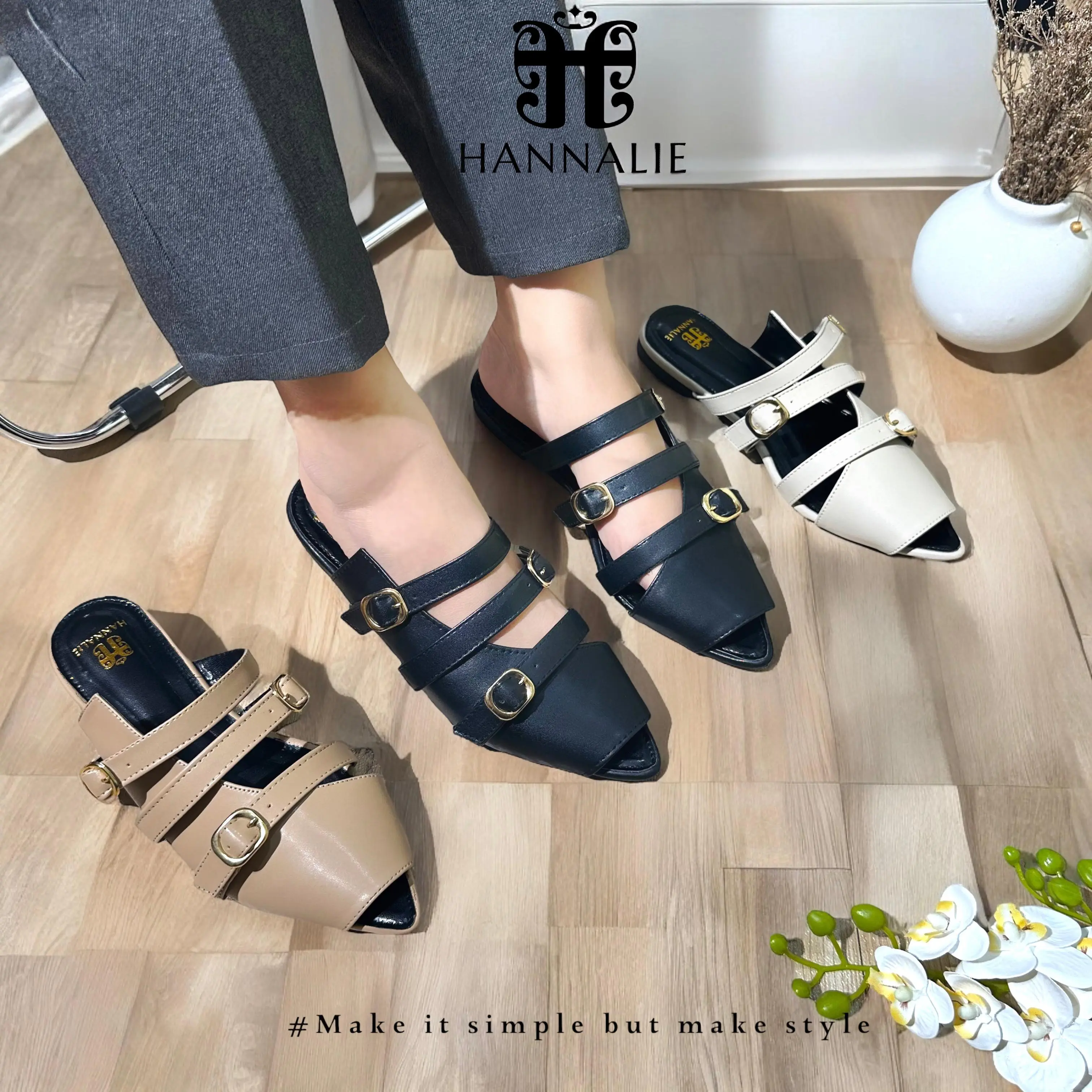 Hannalie - Sandal Slip On Mules Wanita REBECCA