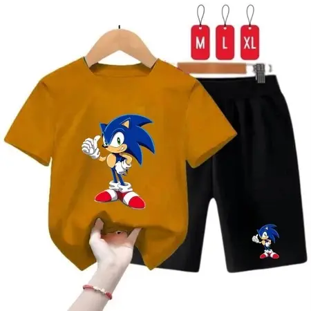 Setelan Anak2 motif sonic 2-10 thn / Stelan kaos Anak-Anak / Baju Anak Celana Pendek 5