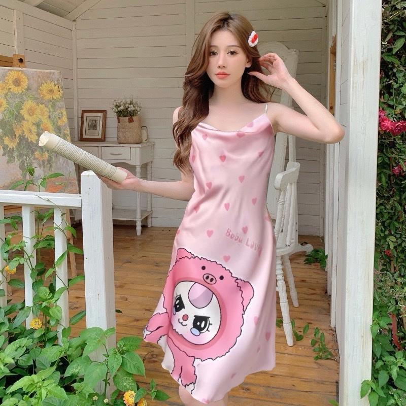 Váy Ngủ Đầm ngủ Lụa Latin In 3D Mặc Nhà MD97