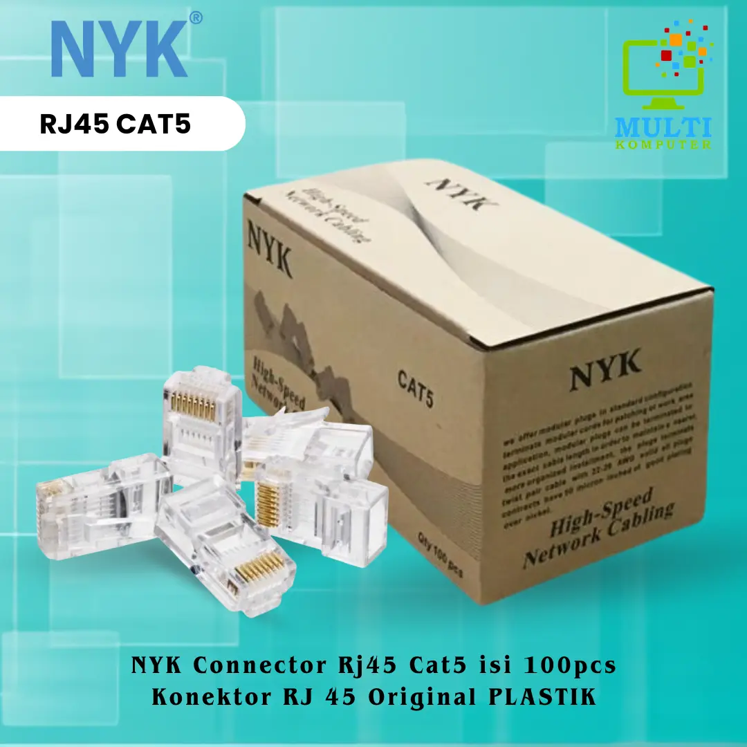 Connector lan rj45 nyk cat 5 5e 100pc - Konektor rj-45 cat5 network