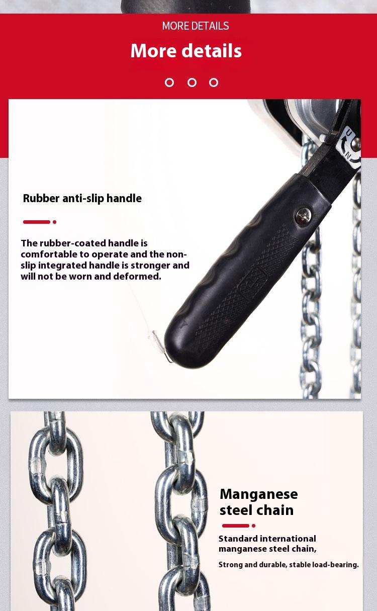Product Introduction of 0.25T2.5m Pengangkat mini Hand hoist Chain hoist Chain block Small hand hoist 8