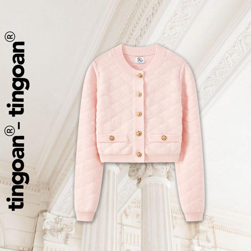 TINGOAN - Áo len xù hồng cardigan cổ tròn vân quả trám nổi dài tay TRẮNG RACHEL TOP PK