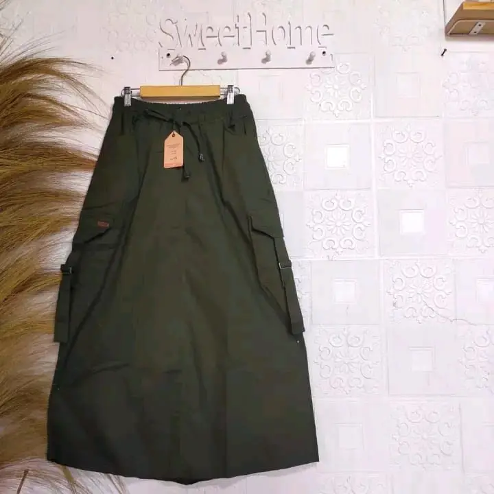 Rok Cargo Panjang Jumbo Korean Style Karet Nyaman Melar 6