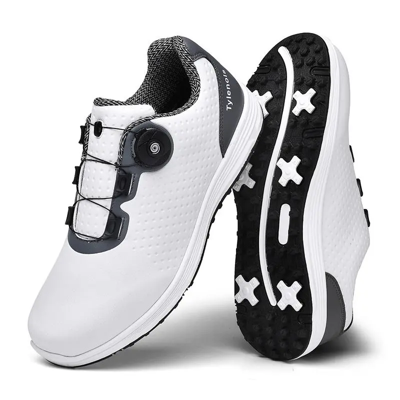 New High Quality Men Professional Golf Shoes Waterproof Spikes Golf Sneakers Black White Golf Trainers Big Size 40-47