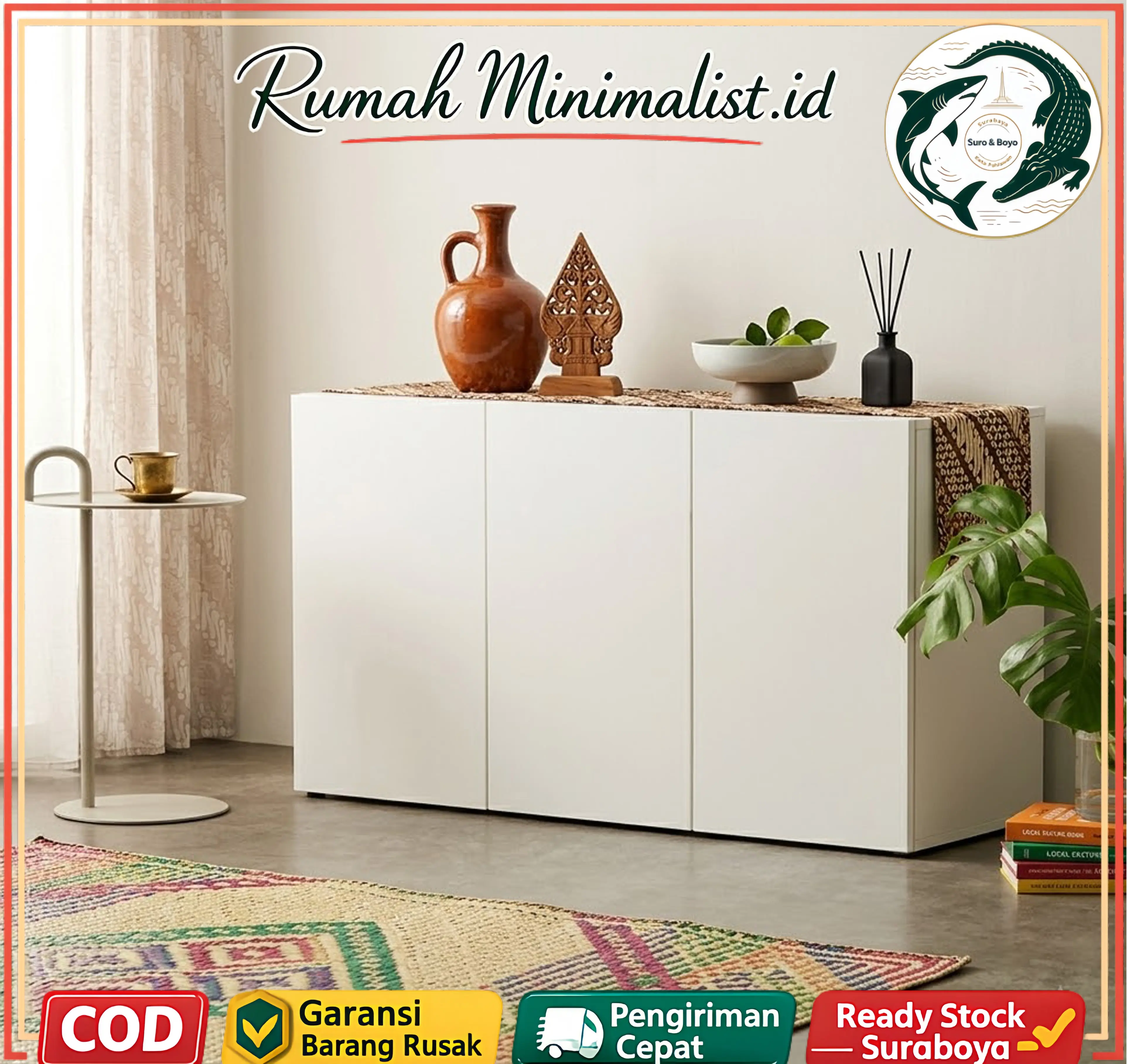 Lemari Kabinet 3 Pintu Warna Putih Minimalis Sideboard Lemari Makan Kabinet Lemari Dapur Lemari Pintu Masuk Lemari Penyimpanan Ruang Tamu Lemari Serbaguna Tempat Simpan Peralatan Makan Barang Hias Cocok Dekorasi Rumah Apartemen Pengiriman Cepat COD