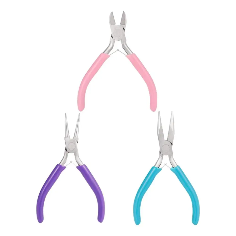3 Pieces Jewellery Pliers Set, Including Chain Nose Pliers, Round Nose Pliers, Wire Cutters, Wire Cutter for Jewellery Making Handmade Crafts