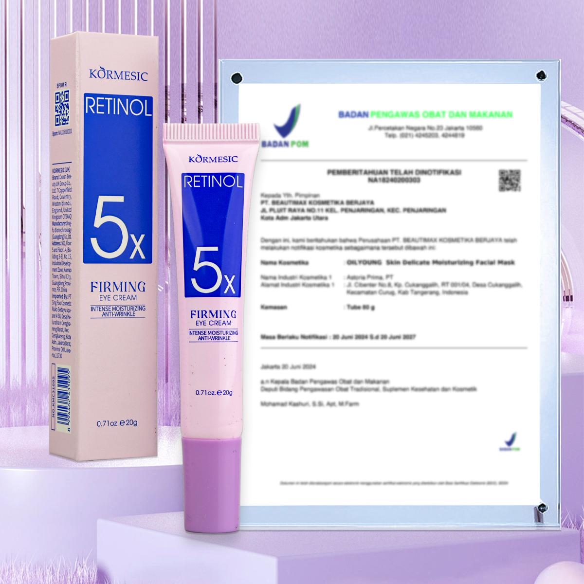 Krim Mata Retinol 5x Anti-Kerut 20ml / Krim Mata Retinol / Krim Mata untuk Lingkaran Hitam / Kantung Mata / Mencerahkan Wajah / Anti-Aging / Vitamin Mata / Krim Mata Panda / Menghilangkan Lingkaran Hitam (Dark Circle) / Skincare Perawatan Mata