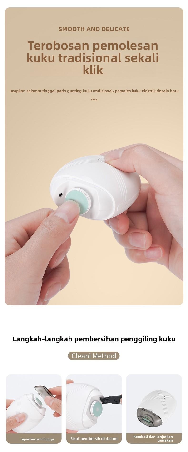 【Kecil Portabel】Alat Potong Kuku Elektrik - Wajib Punya Perjalanan Dinas & Wisata, Ukuran Saku, Dilengkapi Lampu, Isi Ulang Daya, 3 Level Kecepatan, Universal Dewasa/Anak/Lansia, Aman & Praktis