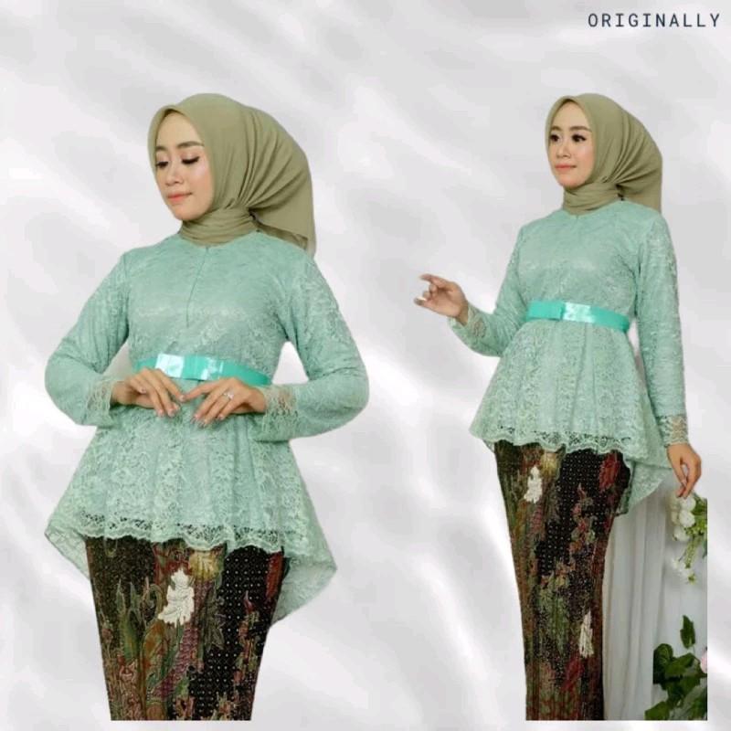 Set Baju Kebaya Aurora Brokat Premium Mix Rok Plisket - Dress Wanita Terlaris 4