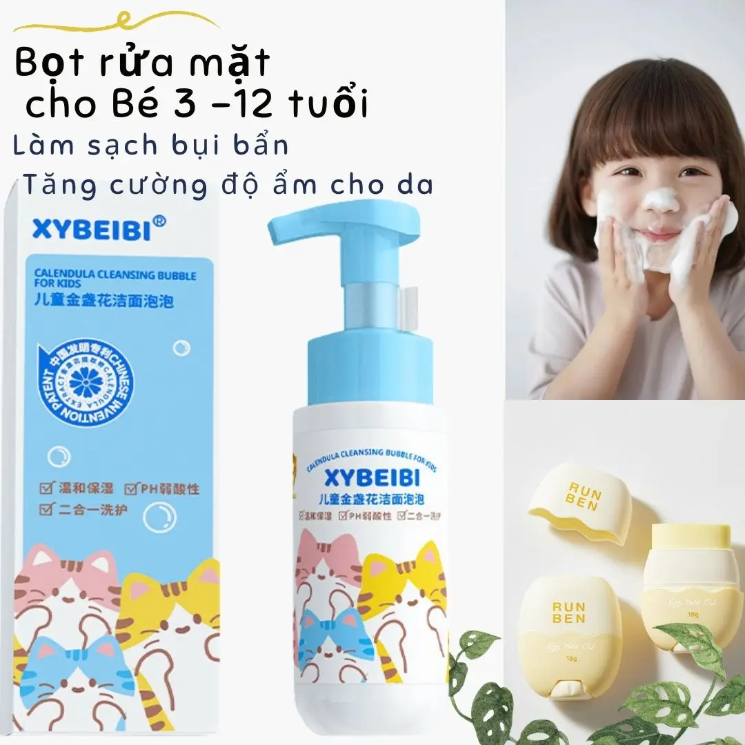 Sữa rửa mặt Xybeibi cho Bé từ 3 đến 15 tuổi, làm sạch dịu nhẹ, giảm thâm, dưỡng trắng hồng, dưỡng ẩm da