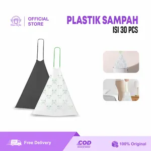 [HS] Kantong Plastik Sampah Tali Serut Hitam Dan Putih Ukuran 40x50 Cm Isi 30 Pcs Premium Drawstring Trash Bag