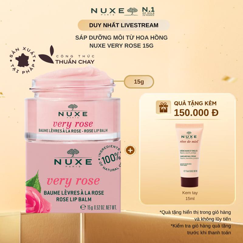 Sáp dưỡng môi chiết xuất hoa hồng dạng hũ Nuxe Very Rose Lip Balm 15g