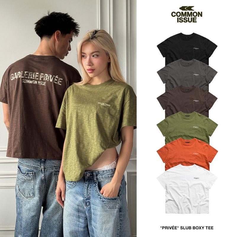 Áo Thun Form Boxy "PRIVÉE” Chất Vải Slub Mỏng 220Gsm | Common Issue