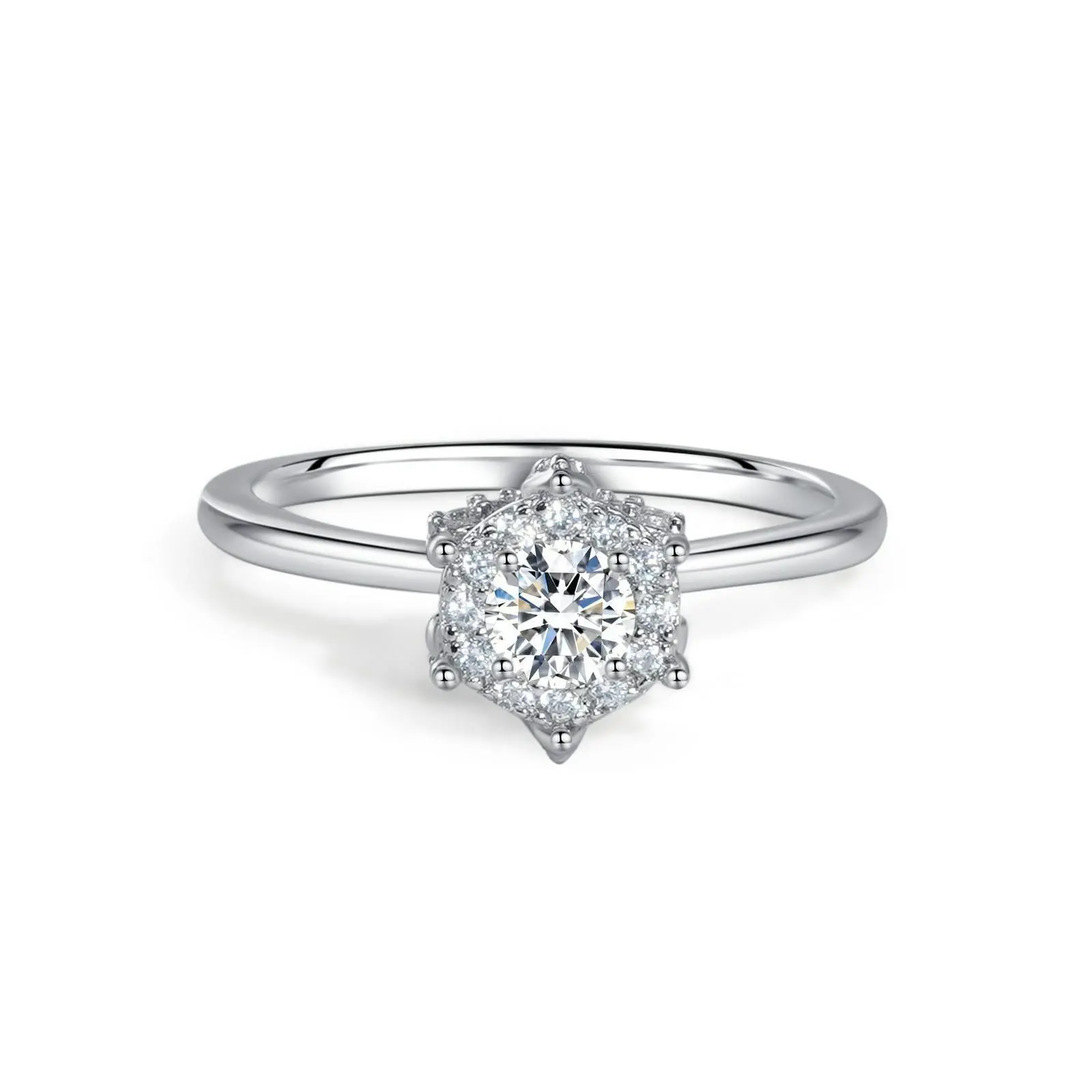 【#15】 (Bella)  925 Sterling Silver  Synthetic Moissanite rings