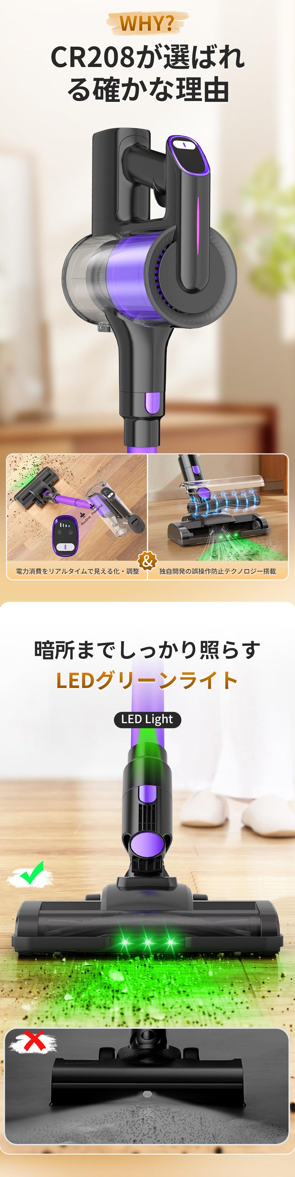 Hearten CR208 コードレス掃除機：次世代モーター搭載で吸引力を2倍