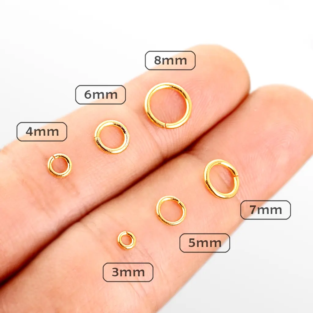 Gold Plated Bahan Perak 925 Jump Ring Size 3 mm, 4 mm, 5 mm, 6 mm, 7 mm 8 mm | Jumper Ring Open | 925 Silver Ring | Konektor Ring