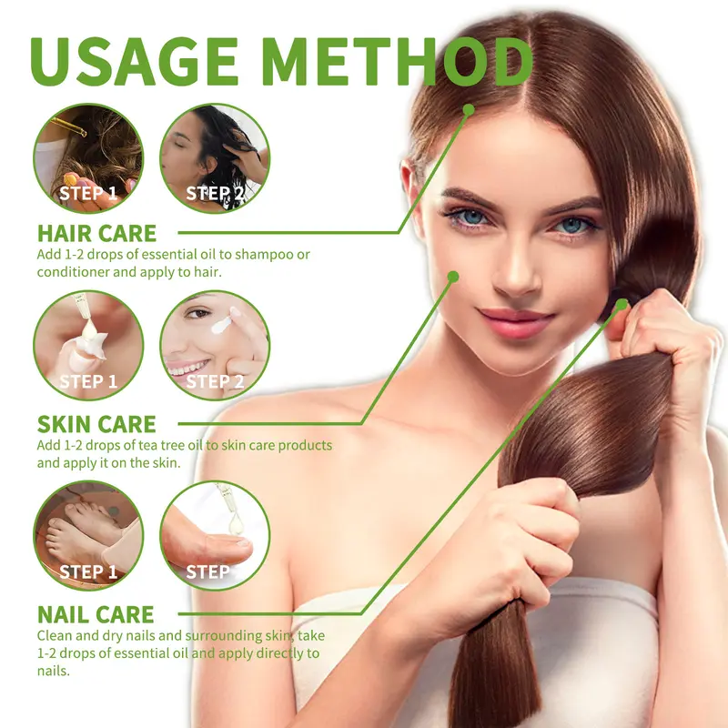 Tea Tree Oil memperbaiki rambut, melembabkan kulit wajah, menghidrasi dan memperbaiki jamur kuku Perawatan Teh Tetes Essence Kering Memutihkan Melembutkan Berminyak Memudarkan Muka 3