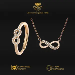 OS2-D228 Cincin & Kalung Wanita Premium Champagne Gold Anti Luntur Berubah Warna Garansi 1 Tahun Fahshion Accessories Size Adjustable Kualitas Grade VVS1 Aksesoris Nikah Elegan COD