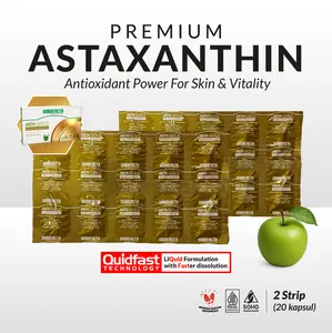 Premium Astaxanthin 12mg plus Applephenon 250mg - Asta-Gold - 2 strip 20 kapsul quidfast (tanpa boks)