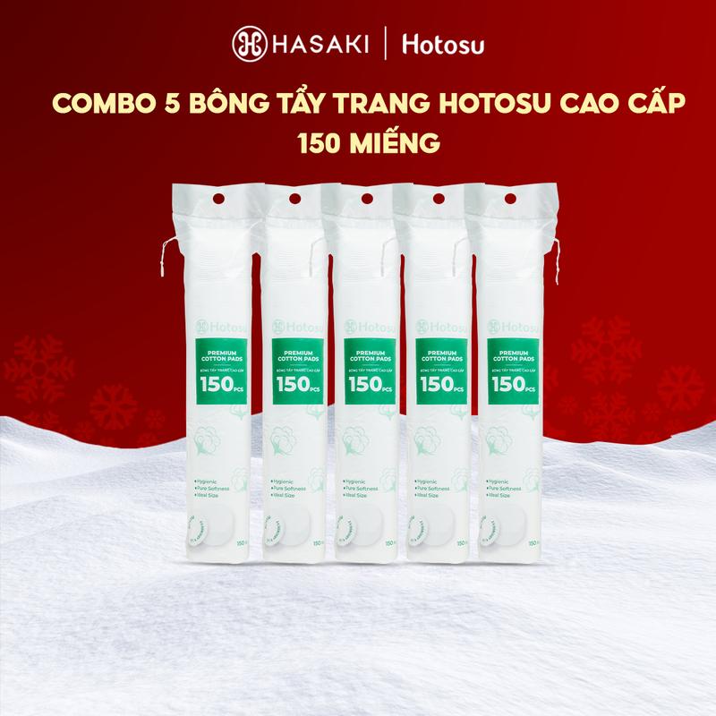   100% Cotton  Combo 5 Bông Tẩy Trang Hotosu Cao Cấp 150 Miếng | HASAKI BEAUTY 
