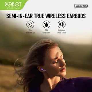 Paket Bundling Robot TWS Wireless Earphone Airbuds New T50S dan case T50S Original BT 5.3 True Wireless Headset Bluetooth Earbuds IPX4 WaterProof - Garansi 1 Tahun [ BISA COD ] Suara ngeBass Smart Headphones 4