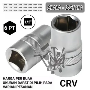 Mata Sok Socket Pendek 1/2 6PT Mata Shock Crv Mata Shock 8mm-32mm Kualitas Tinggi, Kuat Dan Tahan Lama Pengantian Seumur Hidup Mata Sok Impact Alat Perangkat Keras
